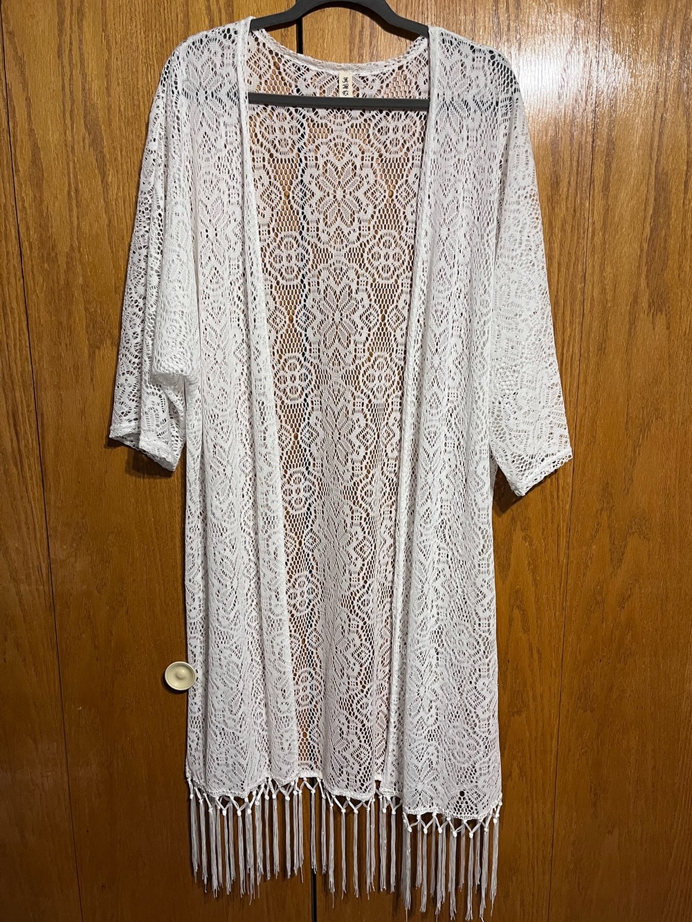 White Lace Fringe Kimono